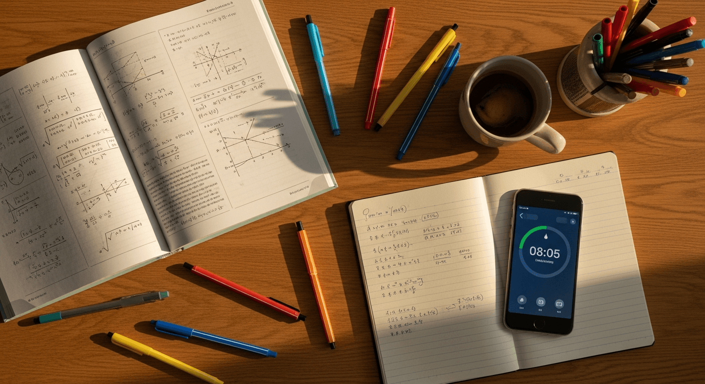 Study materials on a desk